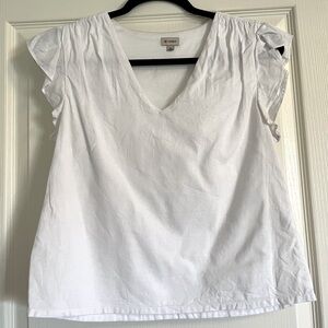 Cremieux White Cotton V-Neck Blouse from Dillard’s - Size XS